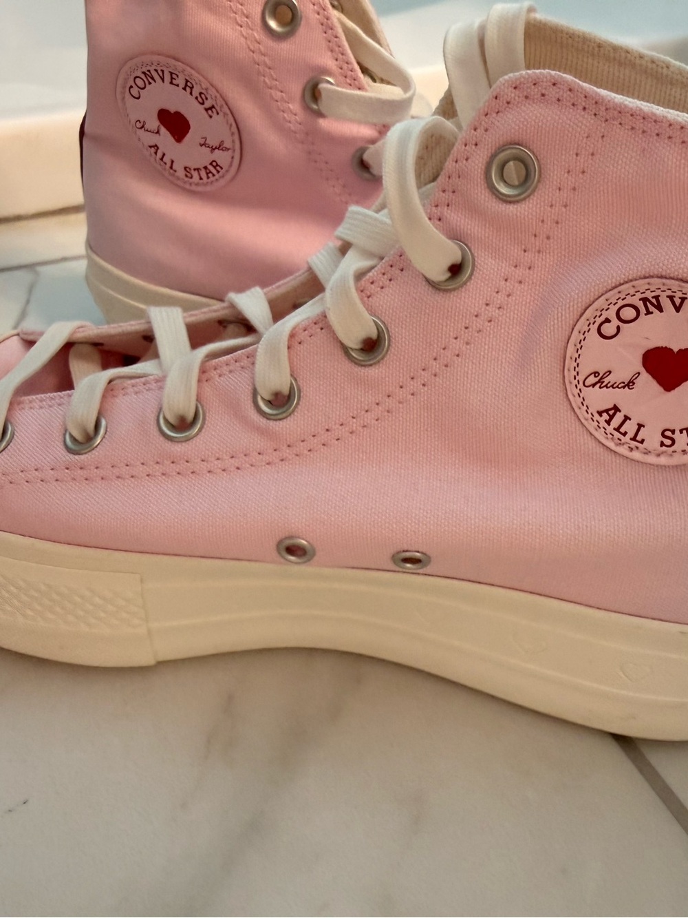 Converse Pink High Top women’s Sneakers with Heart Patch